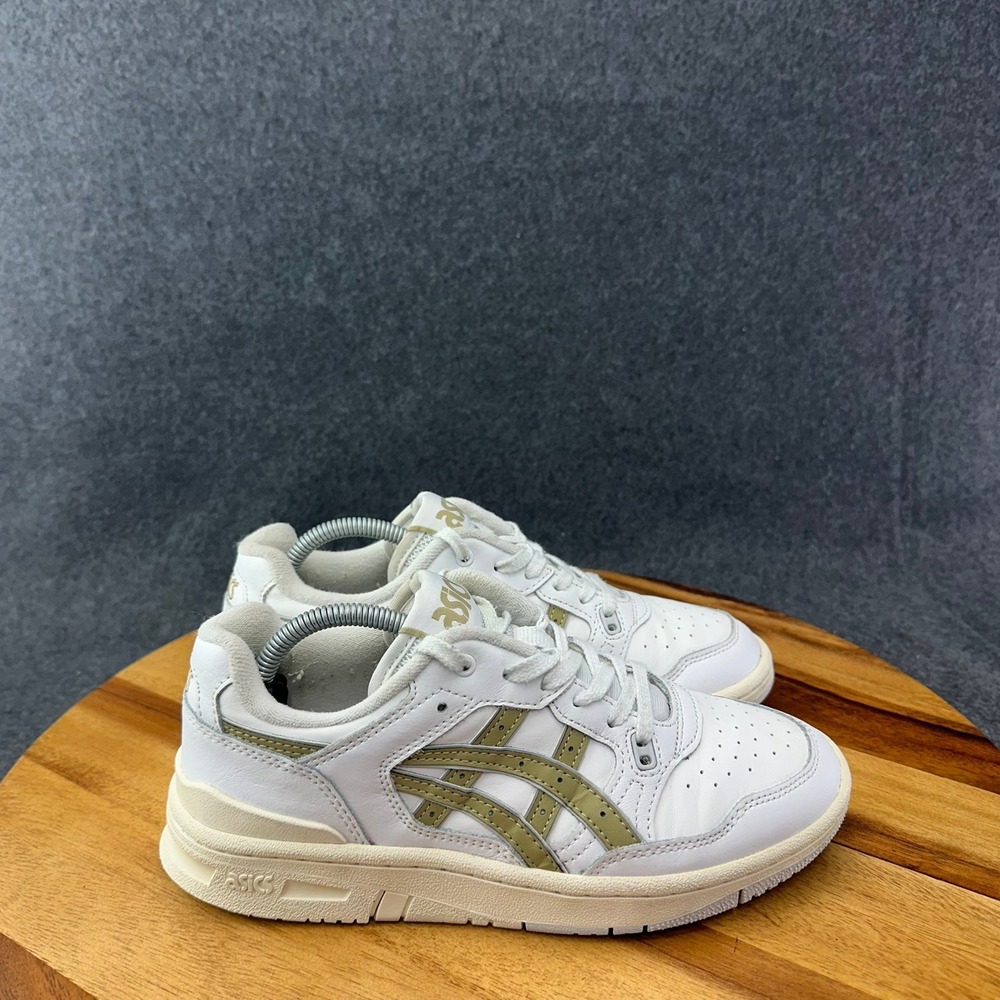 ASICS EX89 Mens White Olive Green Leather Basketball Sneakers 1203A384 Size 5